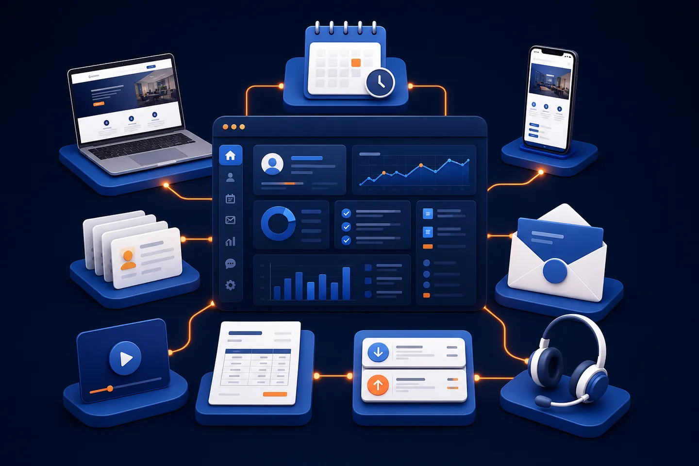 4ITX AIO connecting a professional website, customer follow up, simple finance records, training, email, and support