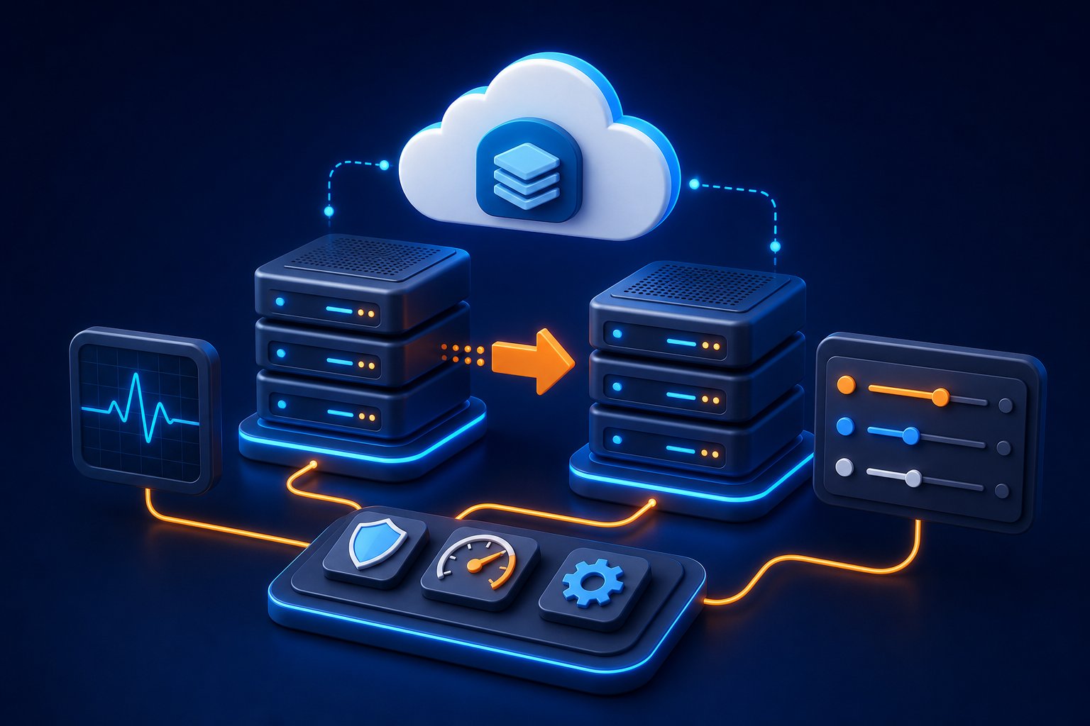 Cloud, VPS & cPanel Management technology service illustration