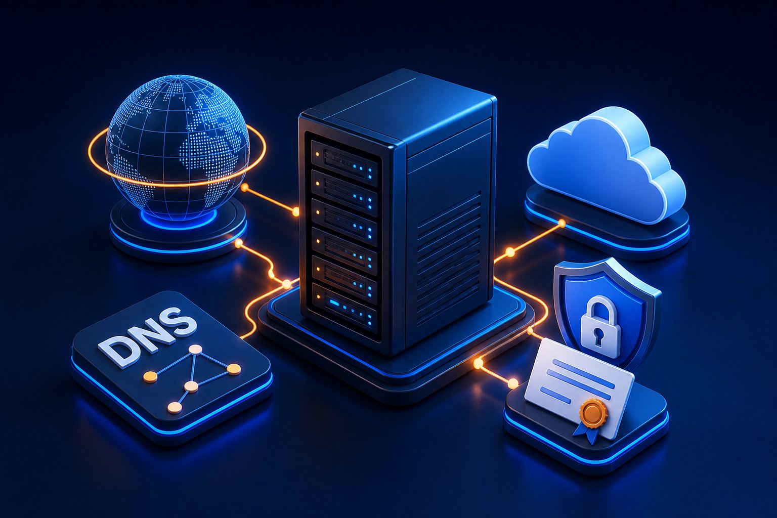 Hosting, Domains & SSL technology service illustration