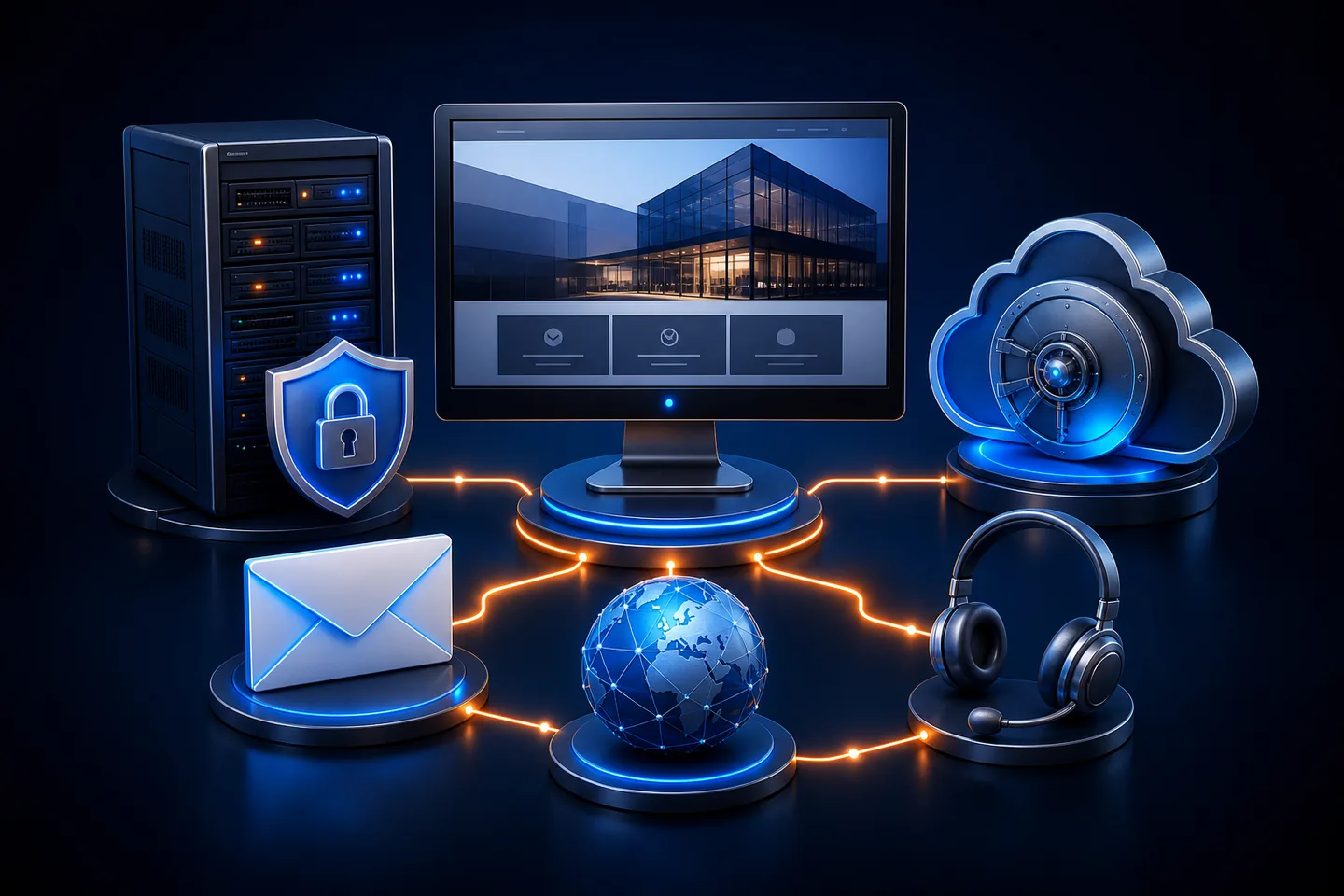 Managed website hosting, business email, SSL, backups, DNS, and technical support working together