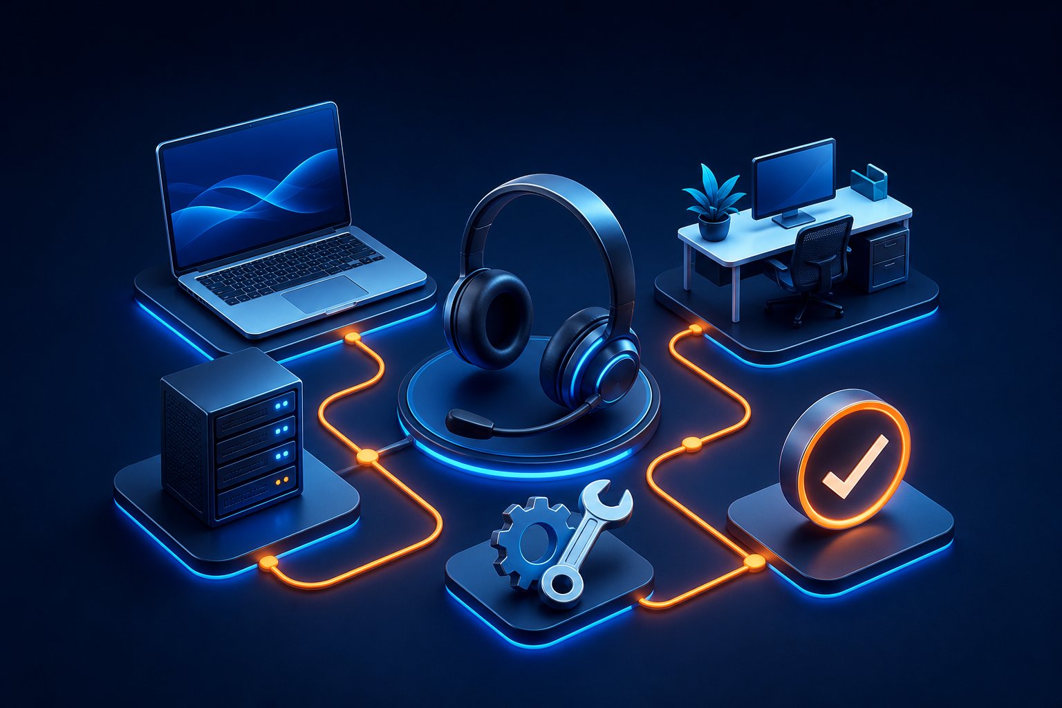 Managed IT & Remote Support technology service illustration