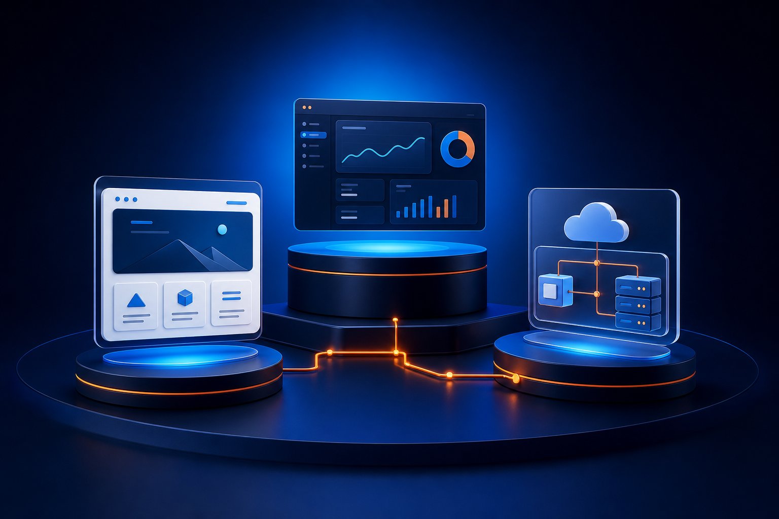 Digital project portfolio and business results illustration