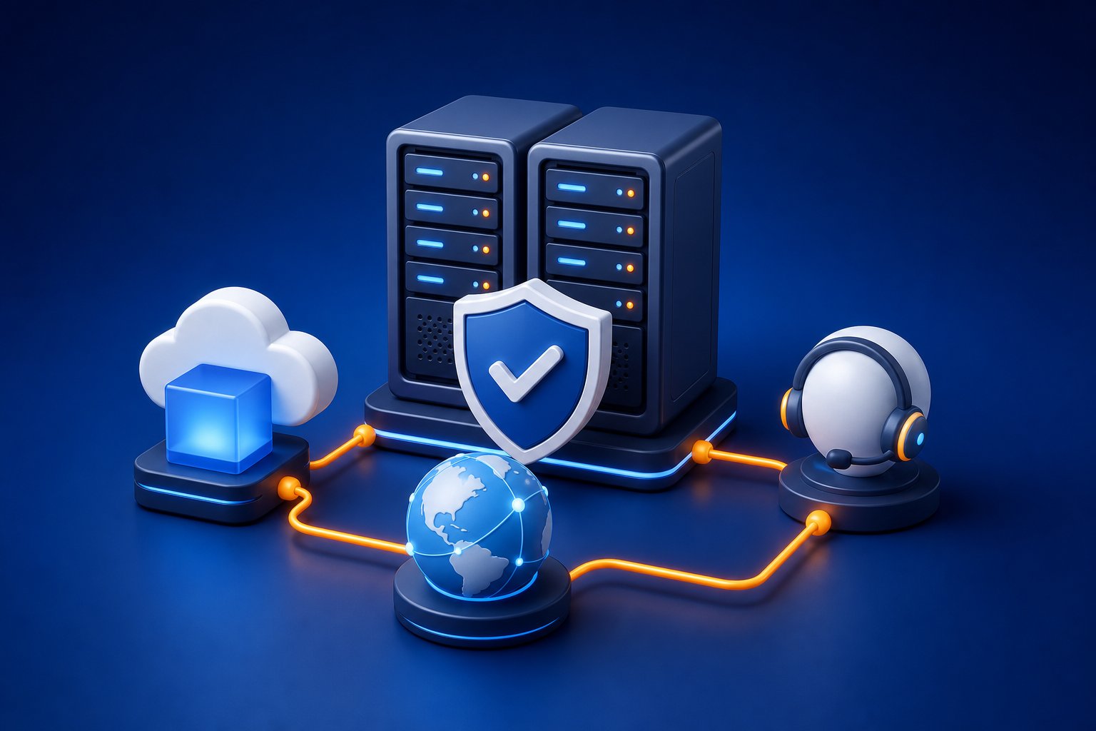 Managed servers, security, backup, and support illustration